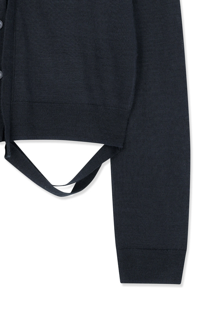Matin Kim String Detail Knit Cardigan — Dark Navy