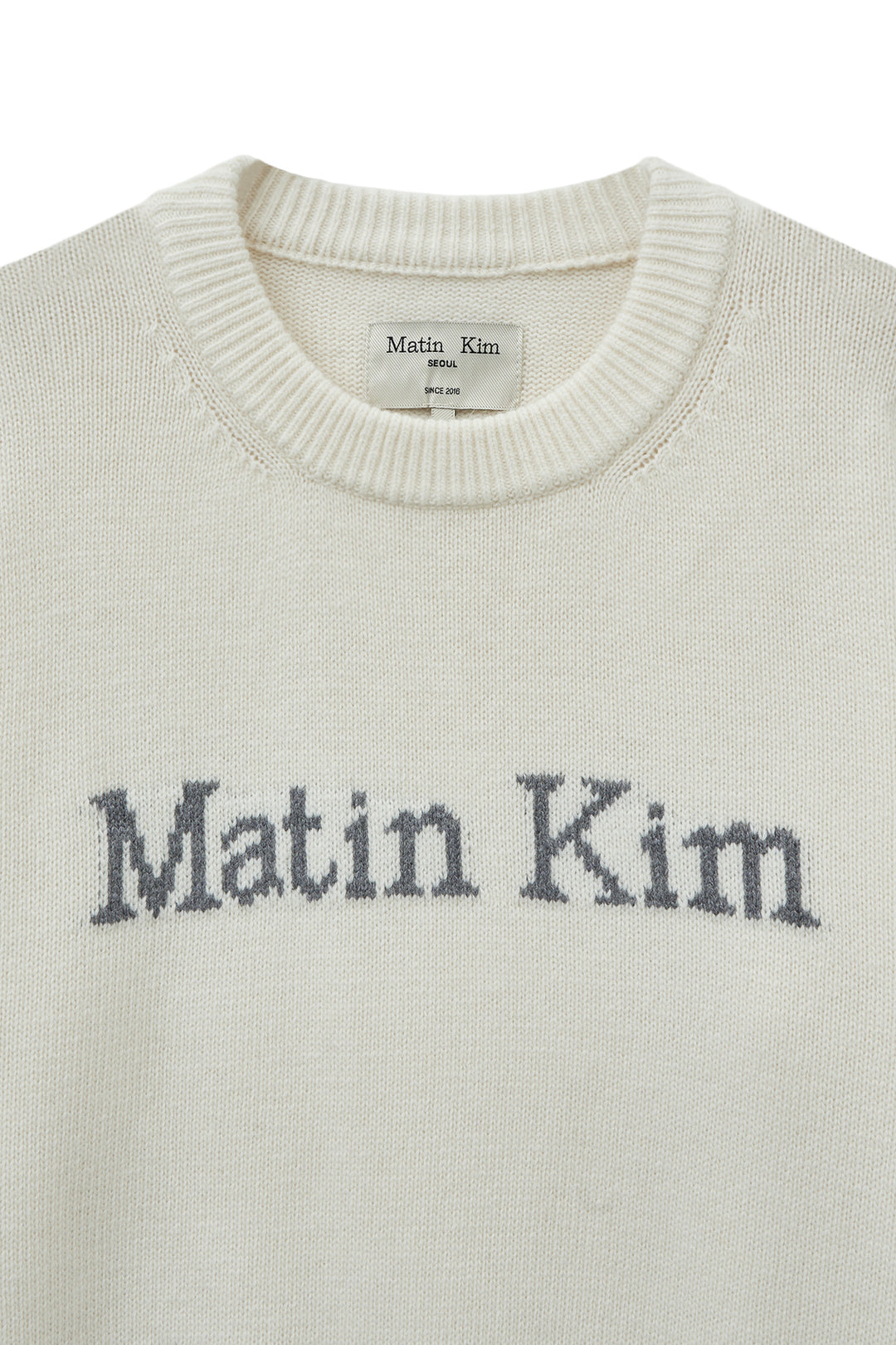 Matin Kim Color Trim Line Logo Pullover — Ivory