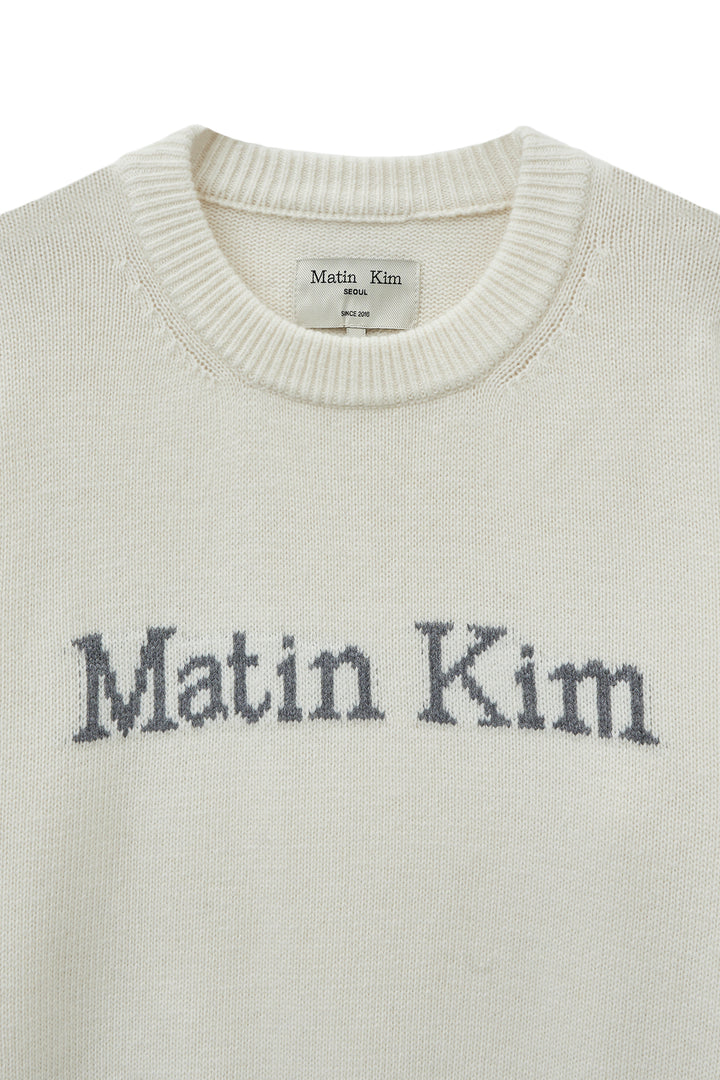 Matin Kim Color Trim Line Logo Pullover — Ivory