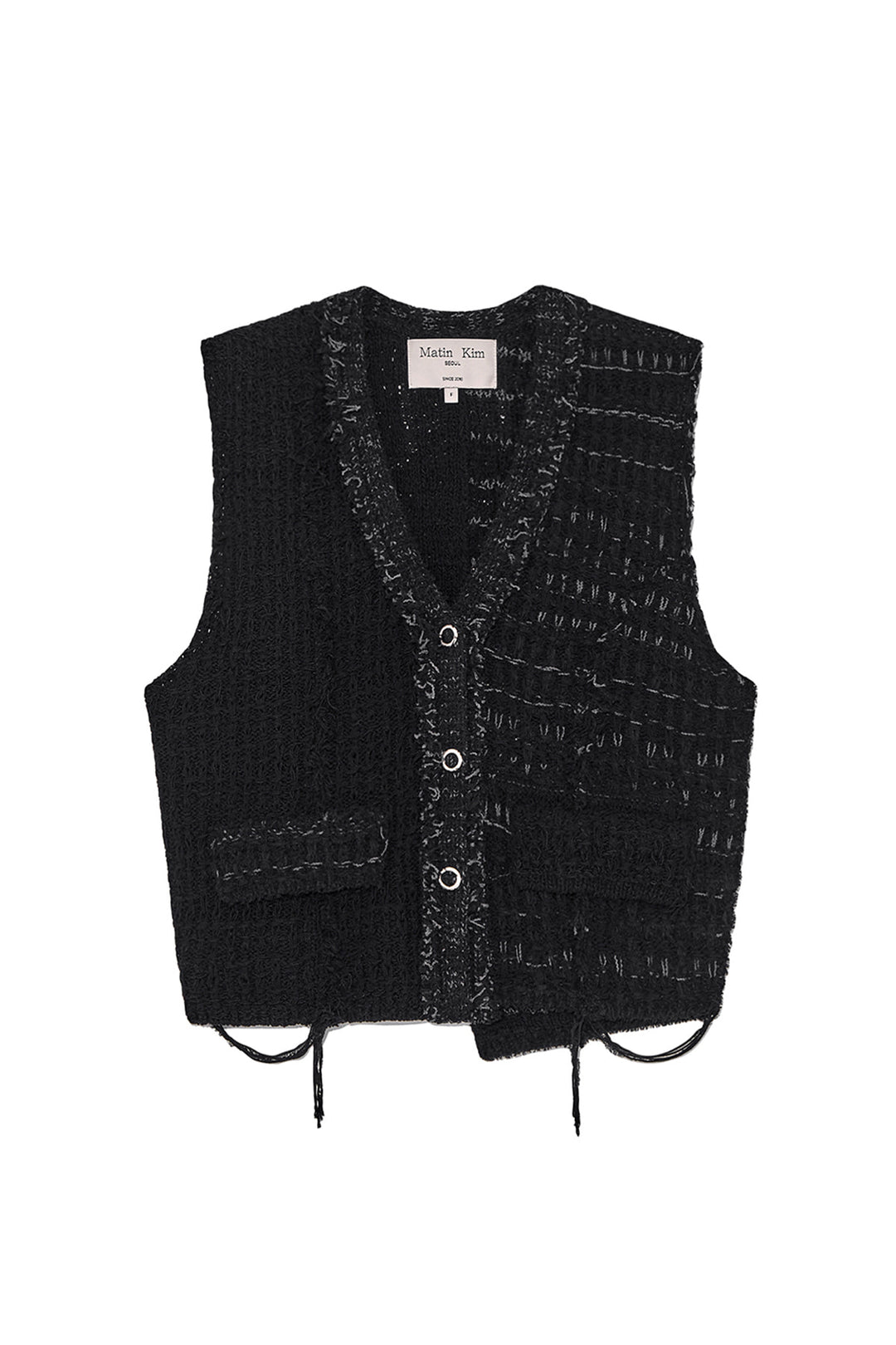 Matin Kim Rough Tweed Knit Vest — Black
