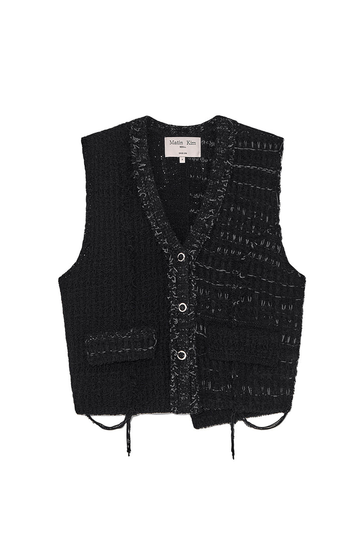 Matin Kim Rough Tweed Knit Vest — Black