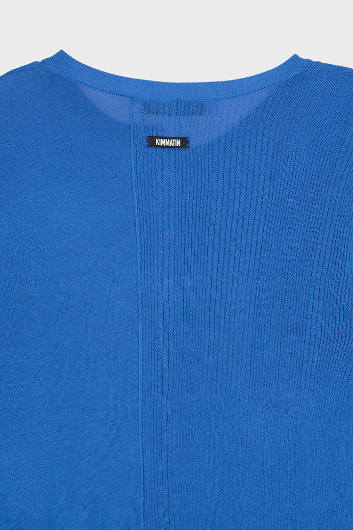 KIMMATIN Unbalance Slim Cardigan — Blue