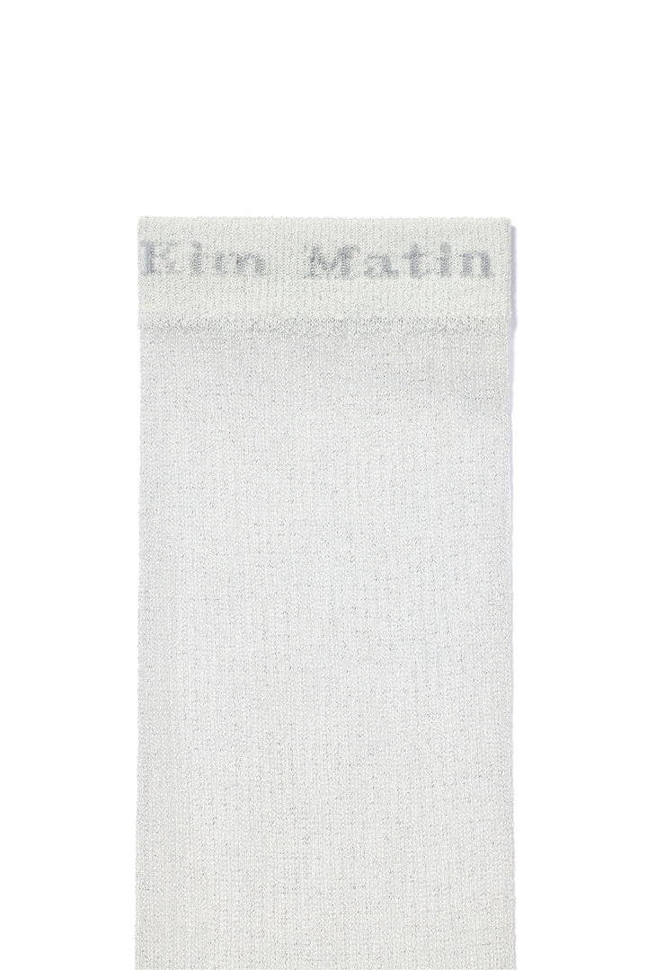 Matin Kim Sheer Glitter Crew Socks — Light Grey
