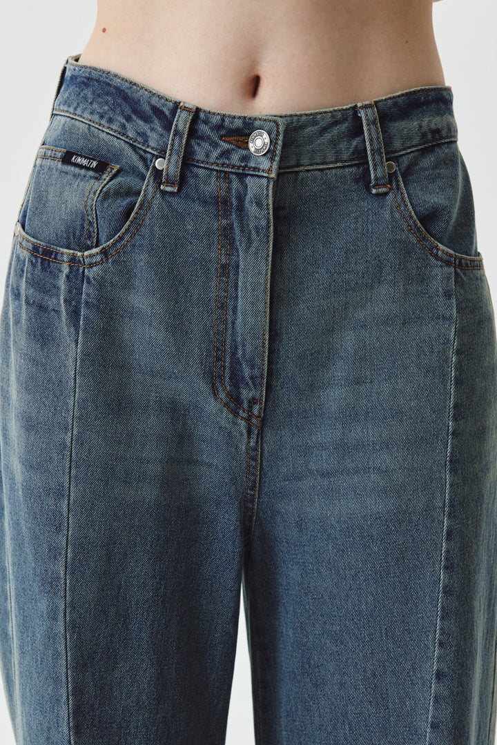 KIMMATIN Line Point Drapery Denim — Blue