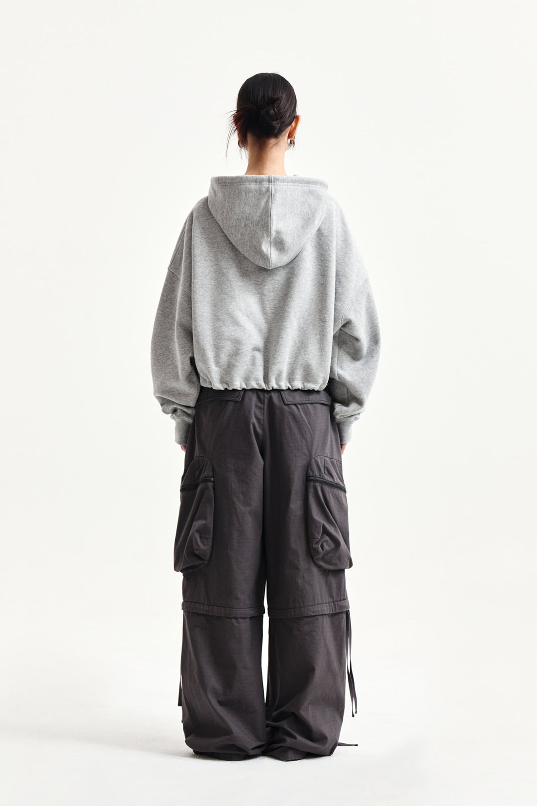 Matin Kim Graffiti Logo Crop Hoodie — Gray