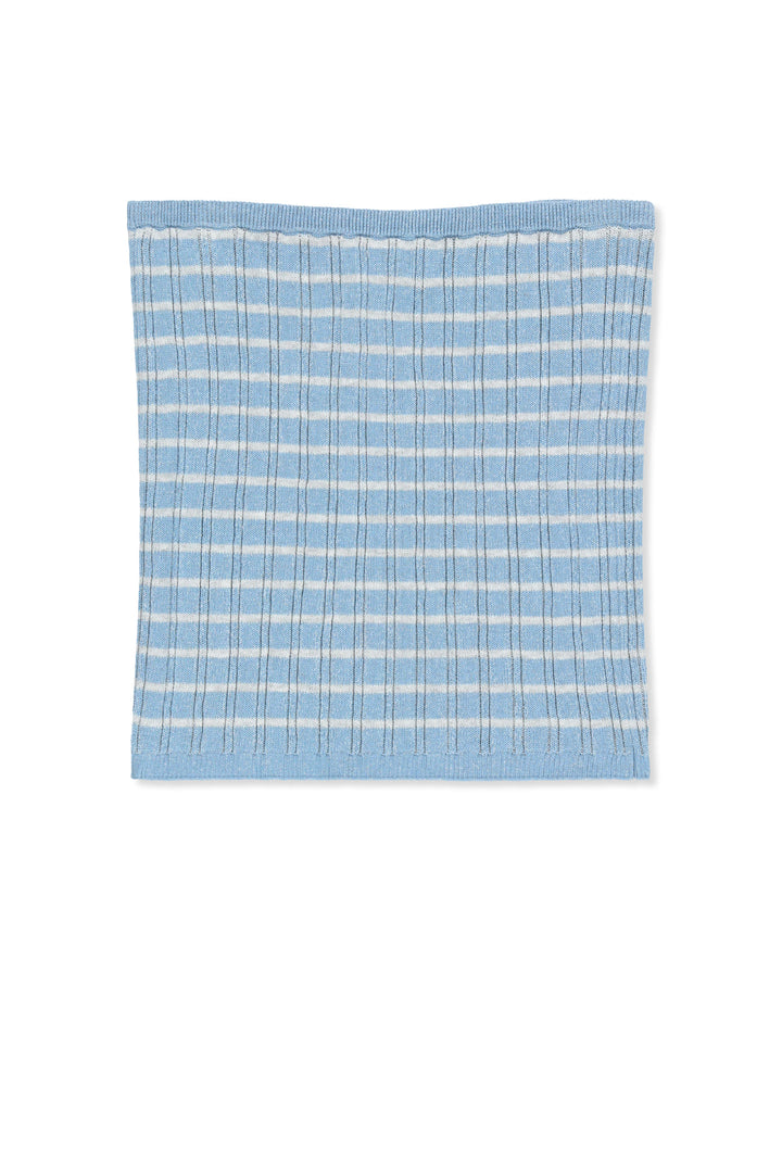 Matin Kim Stripe Knit Tube Top — Light Blue