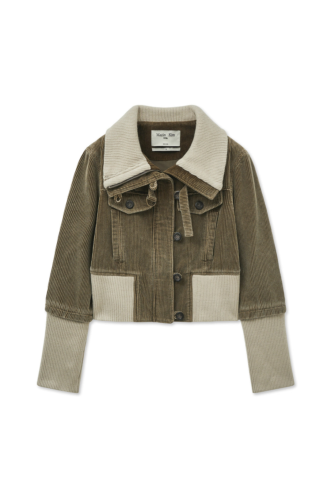 Matin Kim Washed Corduroy Bomber Jumper — Khaki