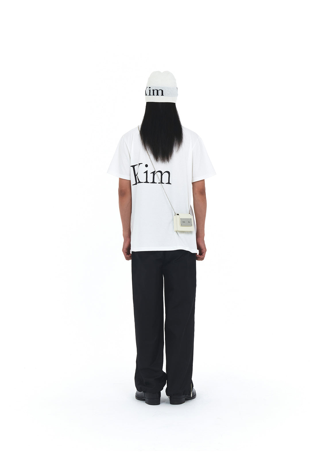 Matin Kim Logo Jacquard Short Beanie — White