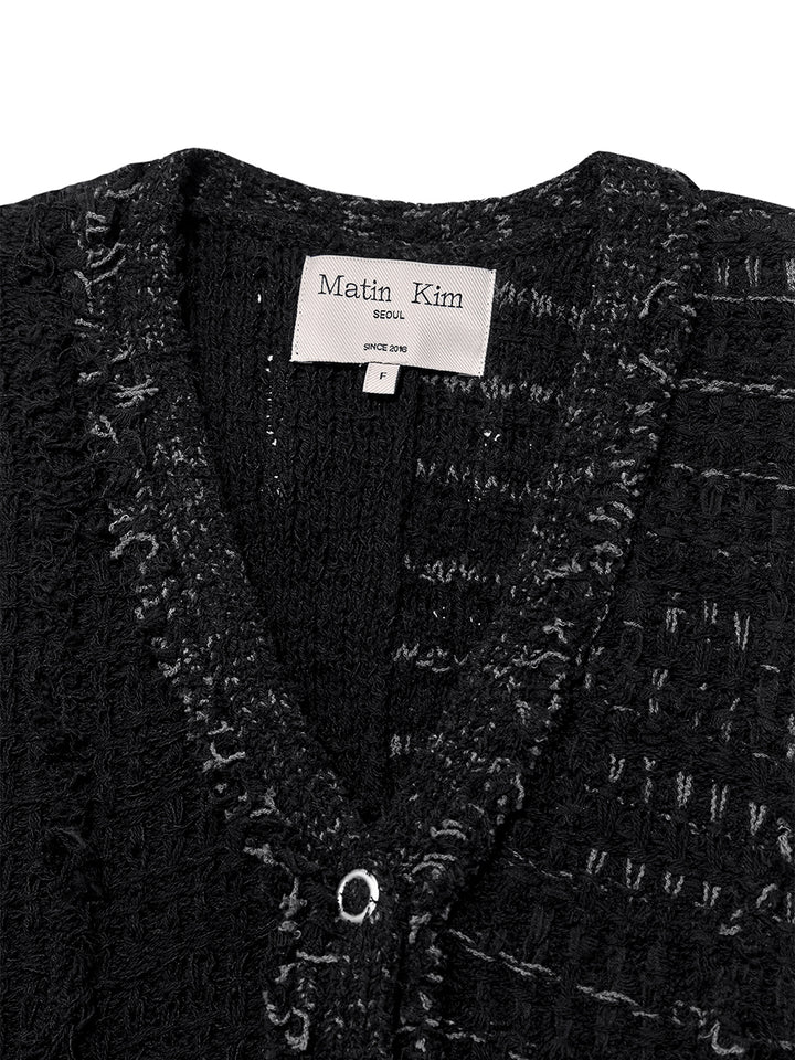 Matin Kim Rough Tweed Knit Vest — Black
