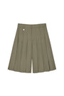 Matin Kim Bermuda Pleats Skirt Pants — Khaki