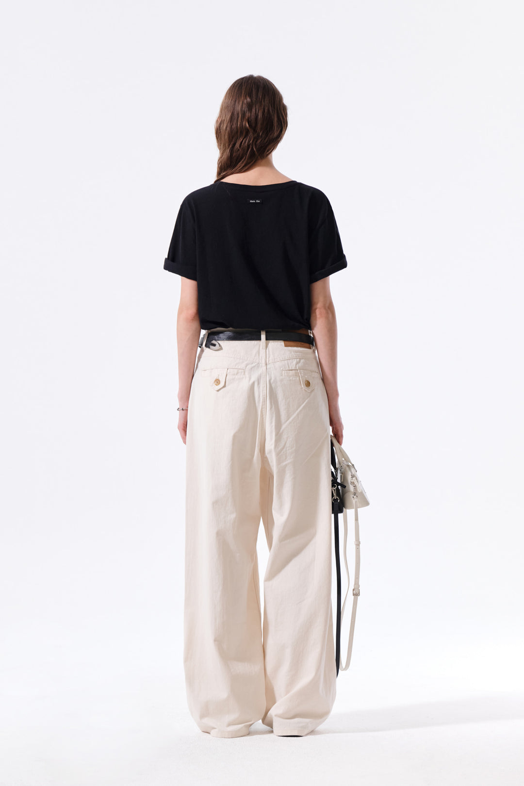 Matin Kim Label Point U Neck Top — Black