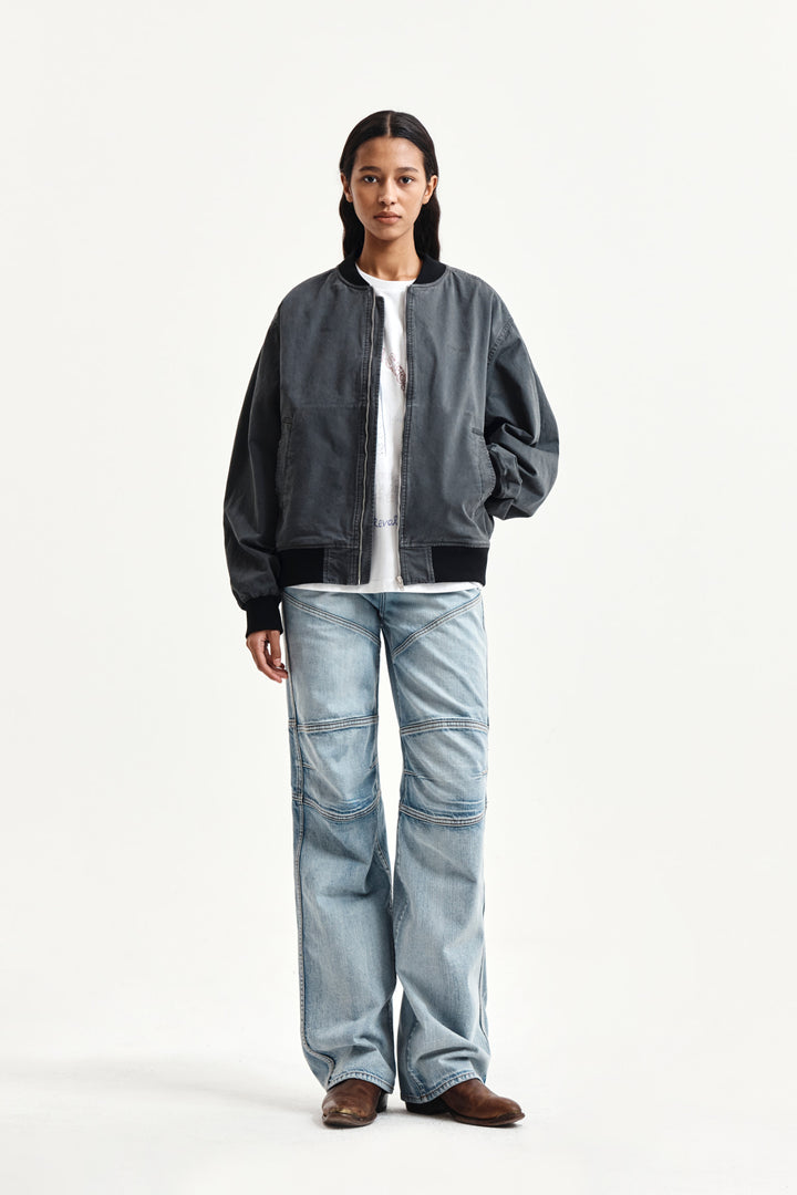 Matin Kim Vintage Washed Back Logo Jumper — Charcoal