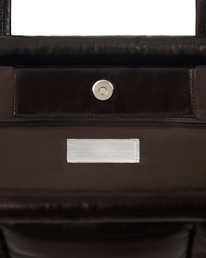 Stand Oil Bubble Bag — Padded Oblong Crossbody — Leathery Maroon