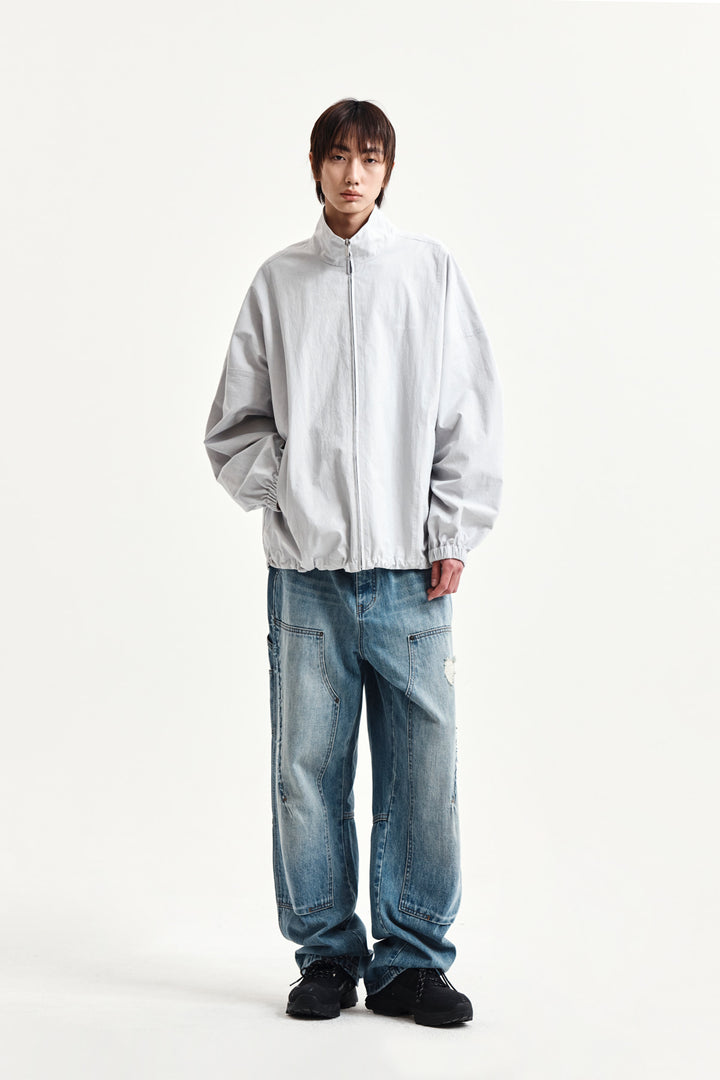 Matin Kim Back Logo High Neck Jumper — Light Grey