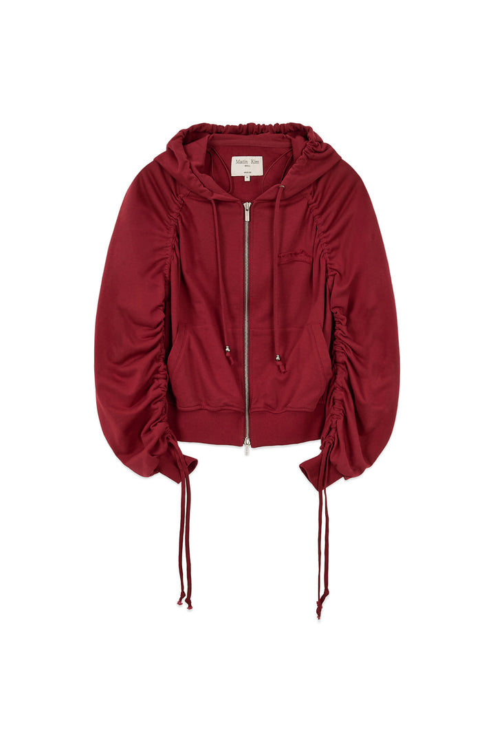 Matin Kim Sleeve String Detail Zip Hoody — Red