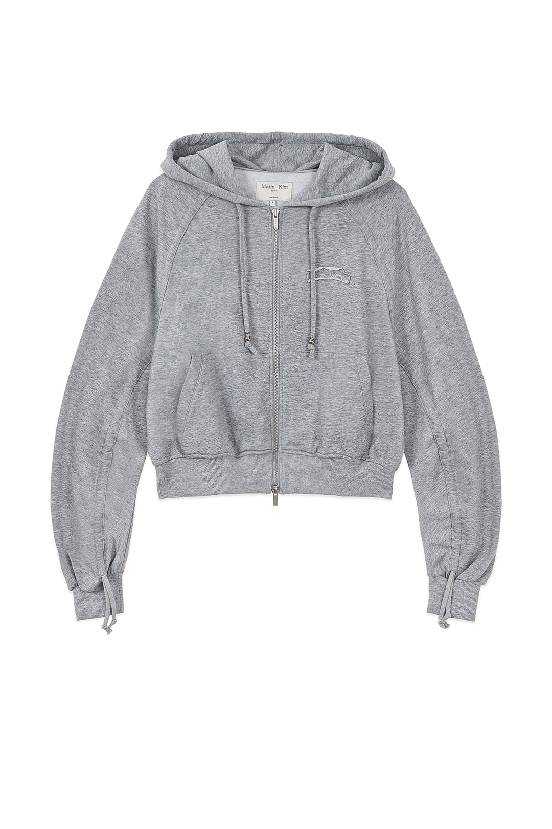 Matin Kim Sleeve String Detail Zip Hoody — Gray