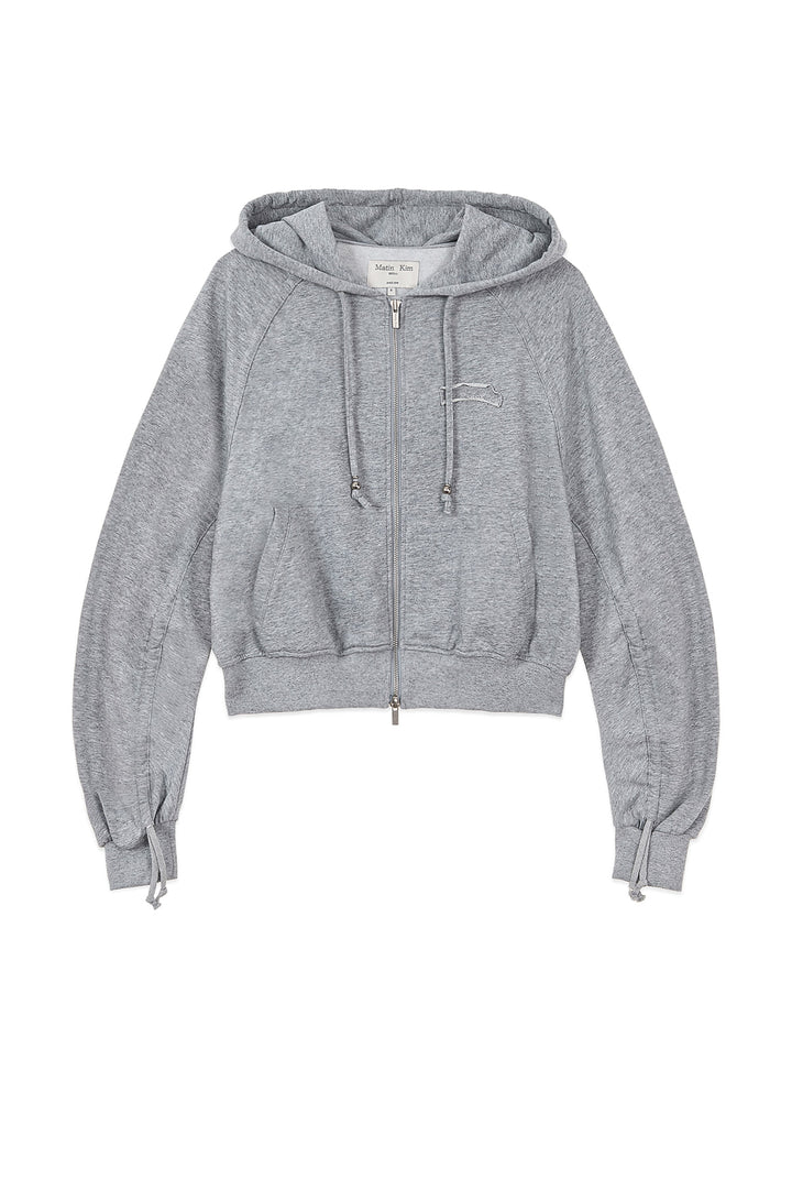Matin Kim Sleeve String Detail Zip Hoody — Gray