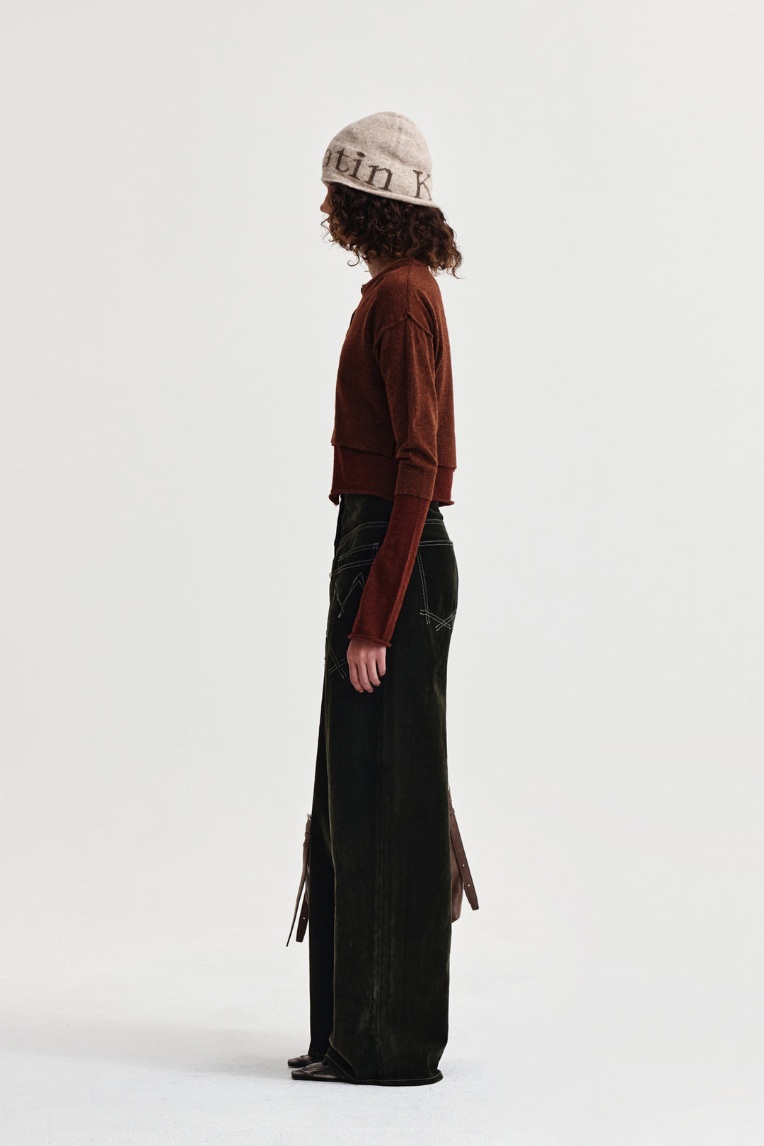 Matin Kim Layered Texture Knit Cardigan — Brown
