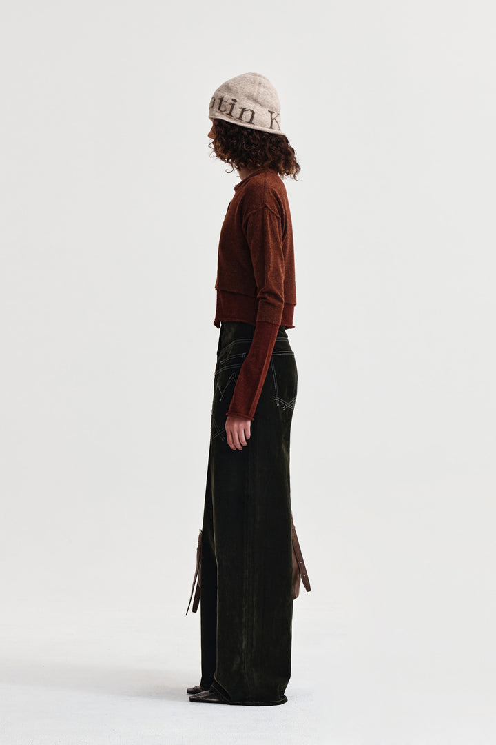 Matin Kim Layered Texture Knit Cardigan — Brown
