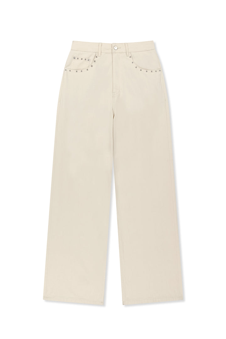 Matin Kim Stud Point Color Denim Pants — Cream