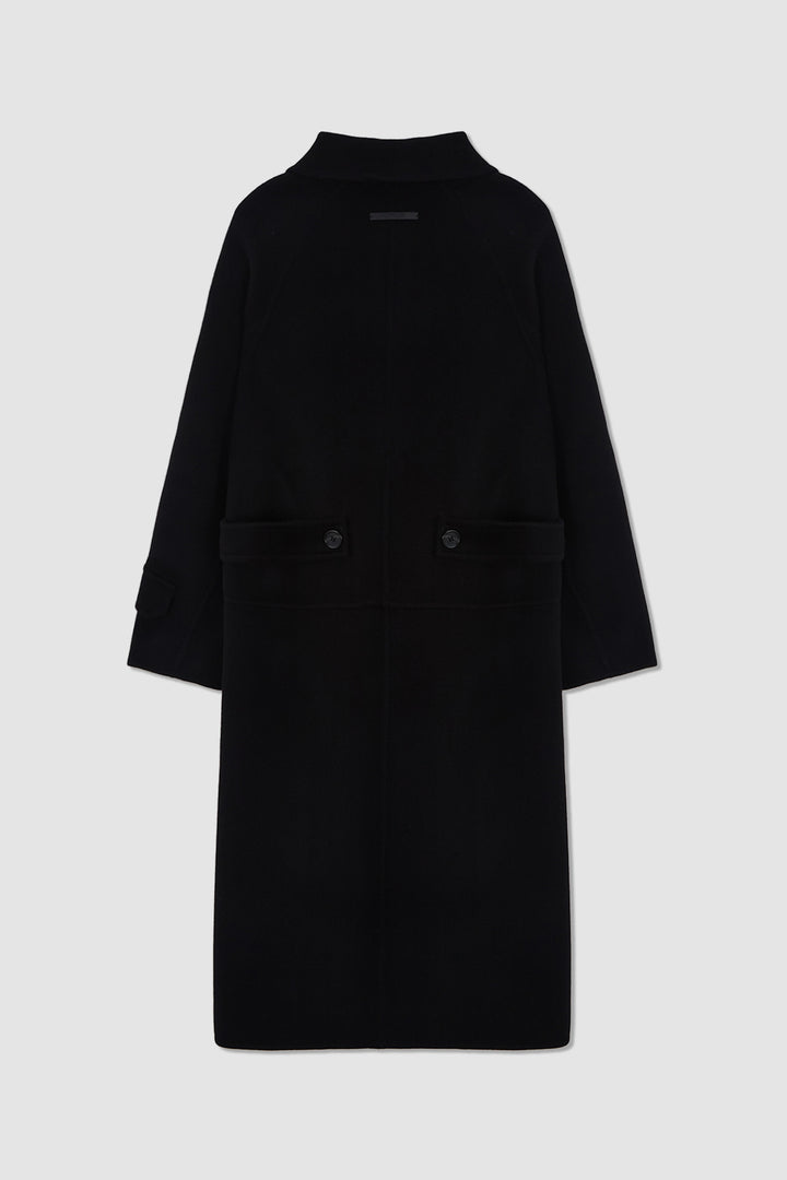 KIMMATIN Belted Double Wool Coat — Black