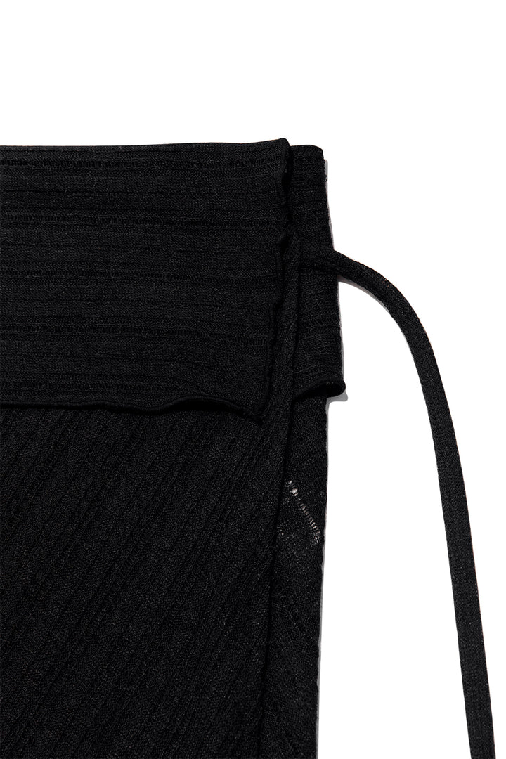 Matin Kim Foldover Layered Maxi Wrap Skirt — Black