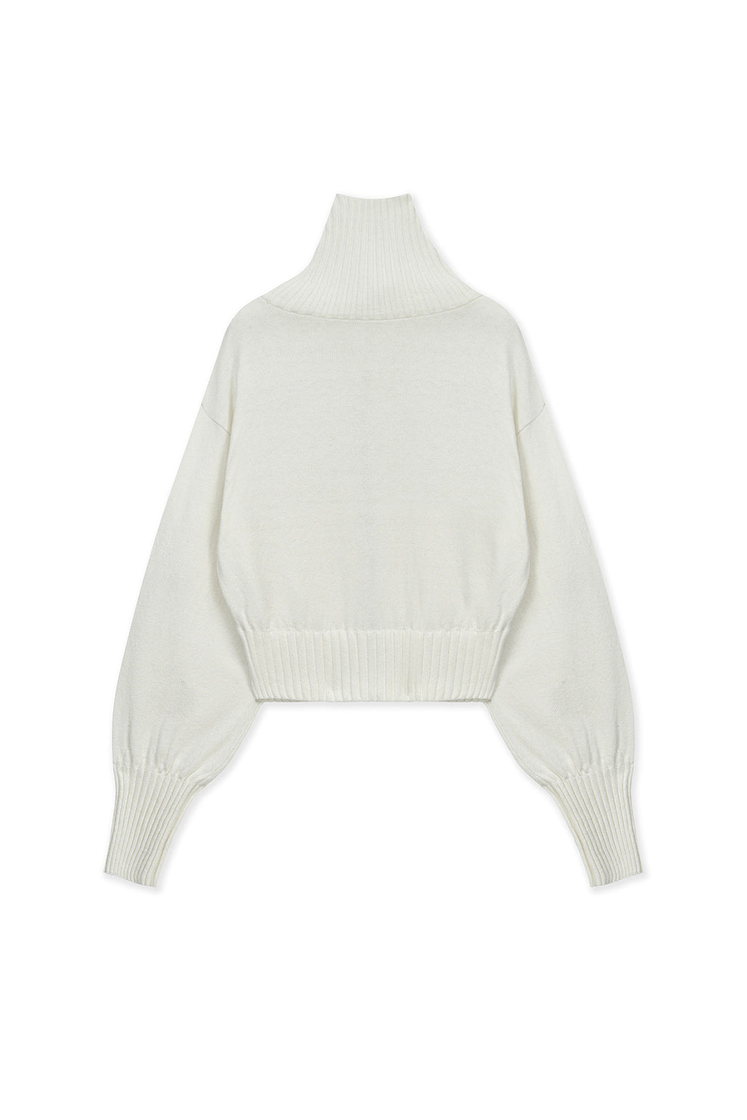 Matin Kim High Neck Embroidered Logo Zip Up — Ivory