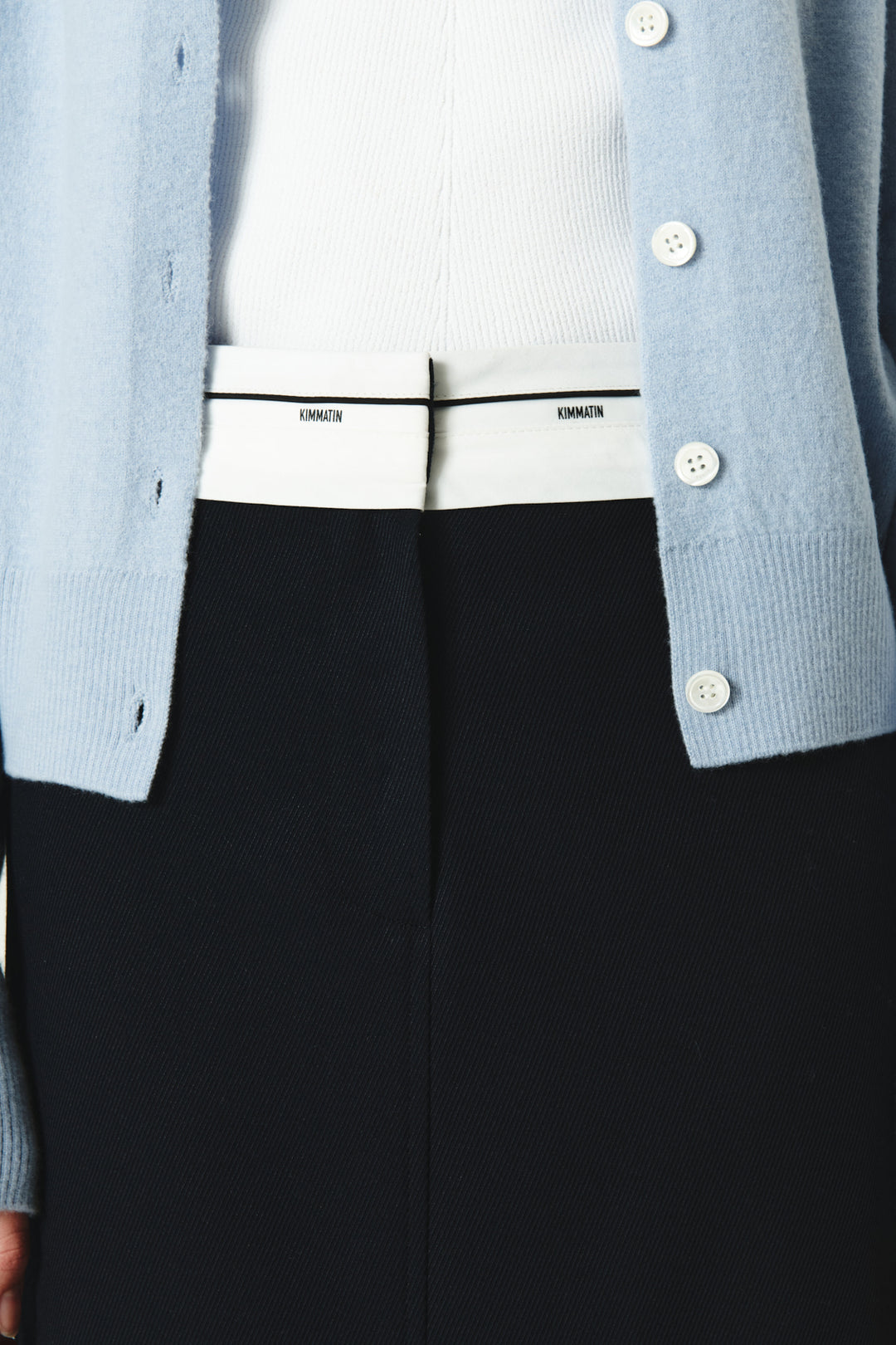 KIMMATIN Foldover Twill Wool Skirt — Navy blue