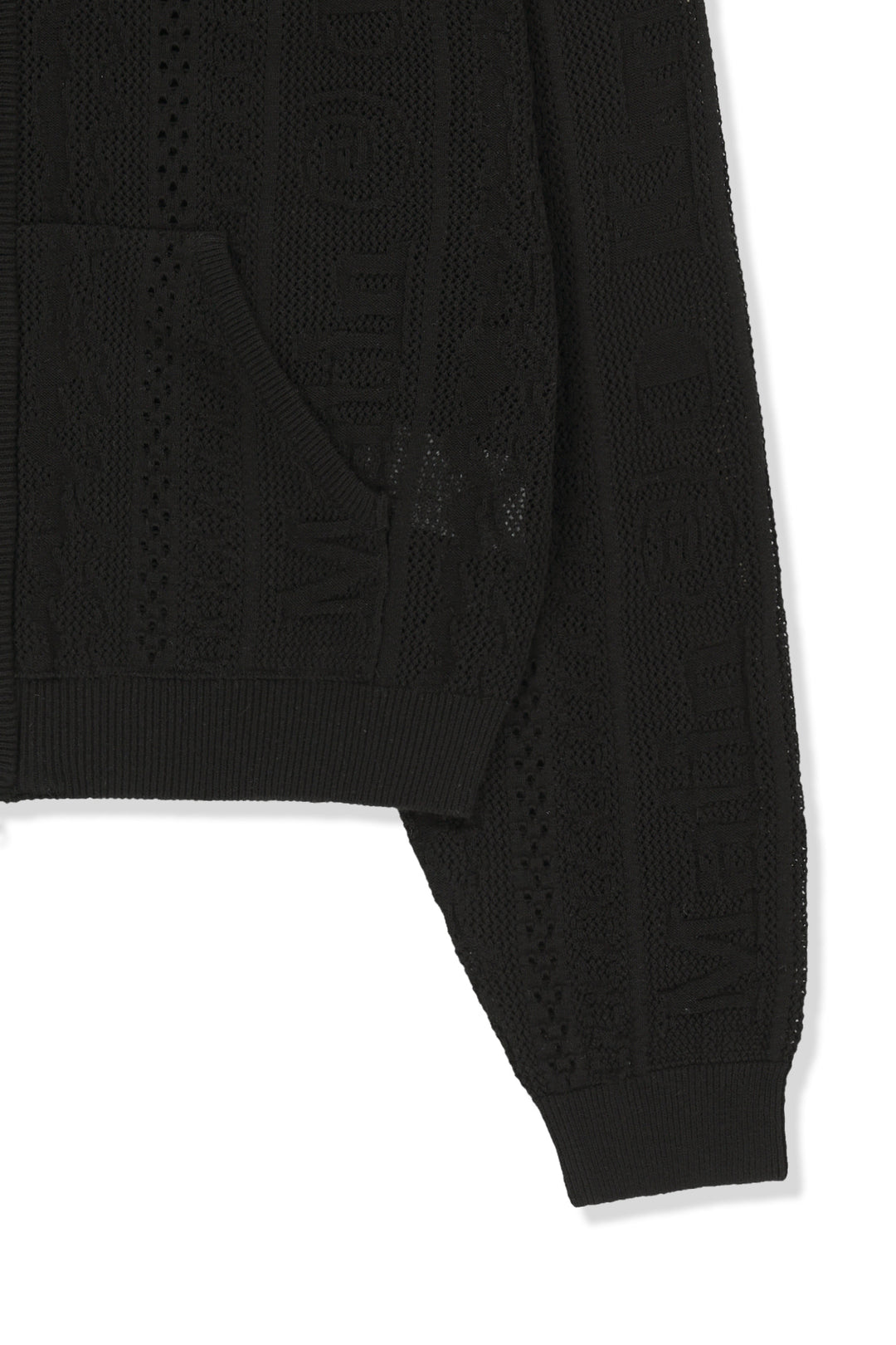 Matin Kim Mesh Logo Knit Zip Hoody — Black