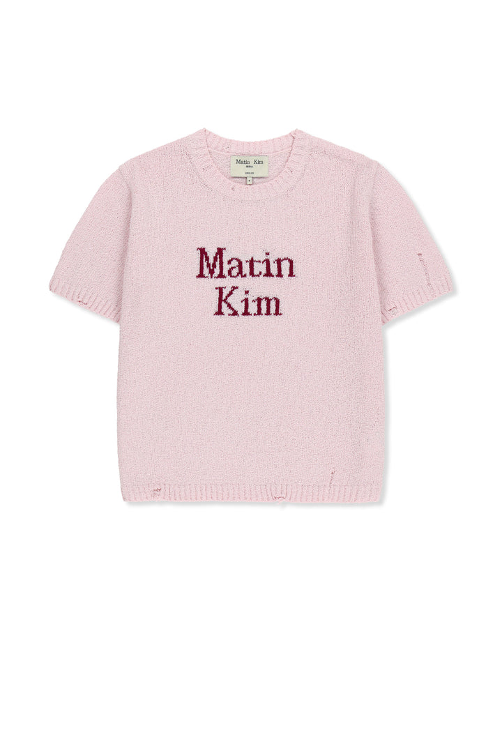 Matin Kim Half Sleeve Logo Pullover — Pink