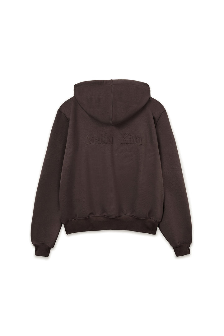 Matin Kim Back Logo Glitter Zip Hoodie — Brown
