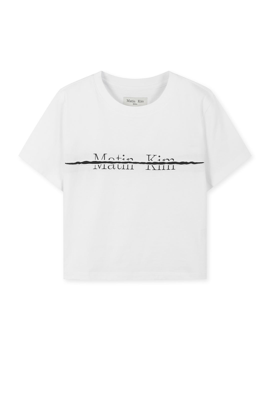 Matin Kim Logo Cutted Crop Top — Black