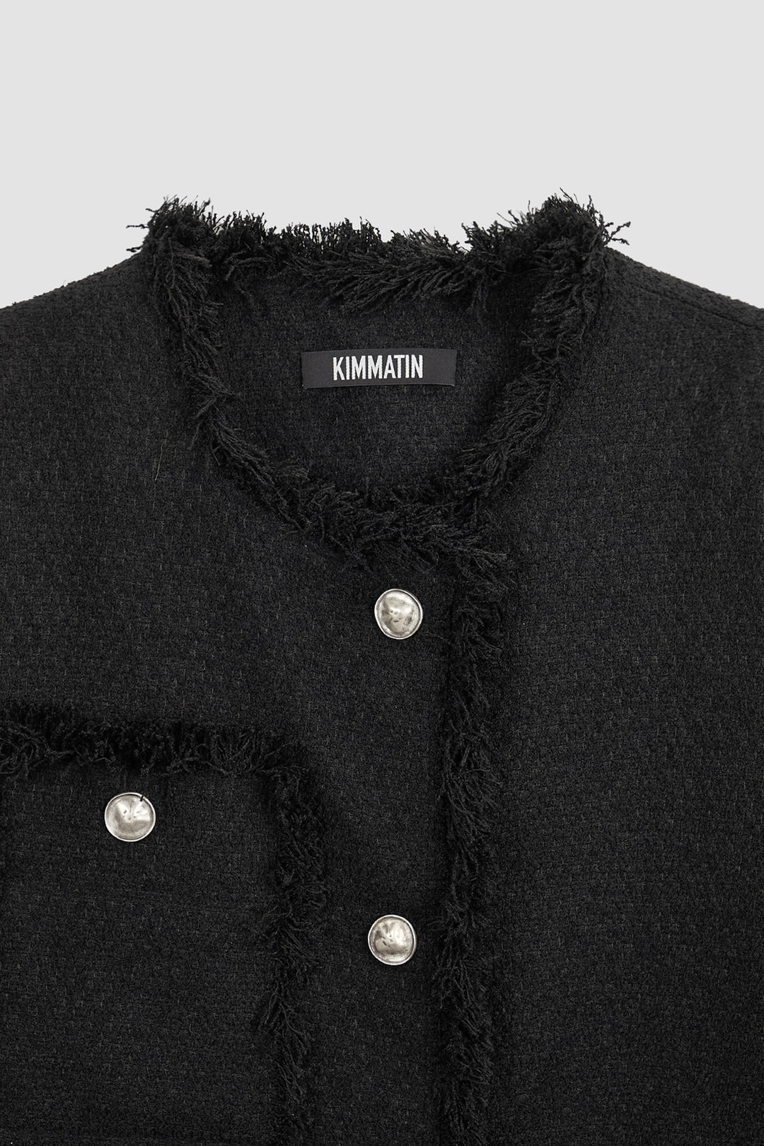 KIMMATIN Patch Pocket Tweed Jacket — Black