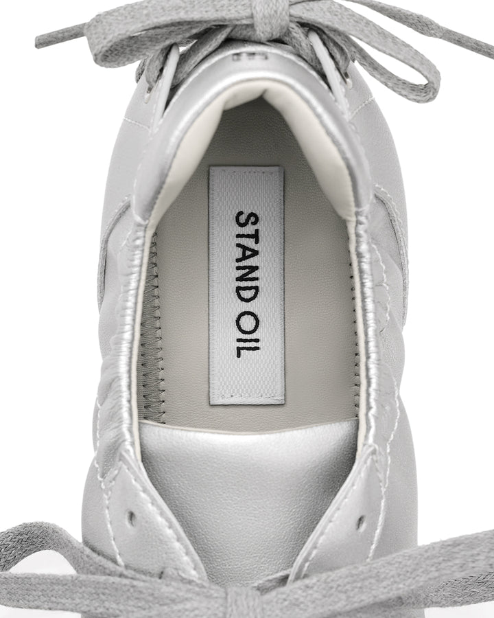 Stand Oil Double Tied Sneakers — Silver