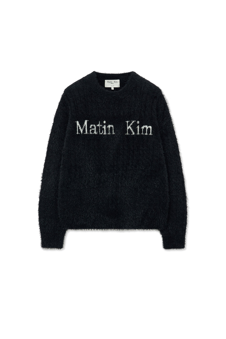 Matin Kim Hairy Cable Knit Pullover — Black