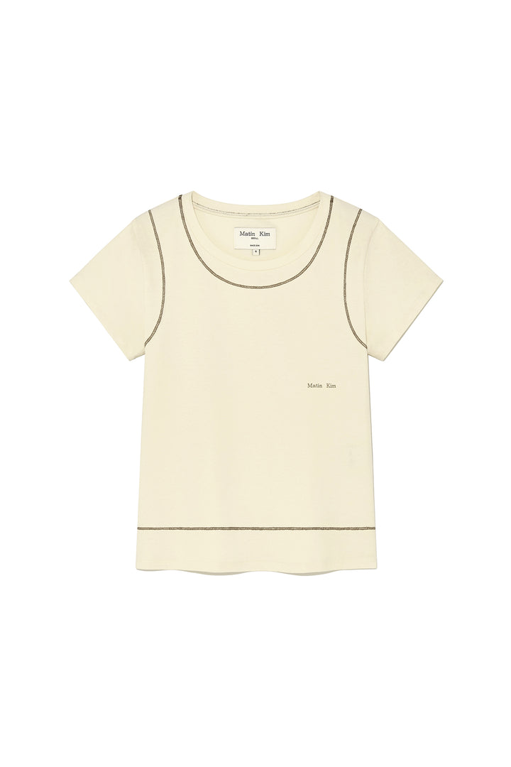 Matin Kim Stitch Point Small Logo Top — Yellow