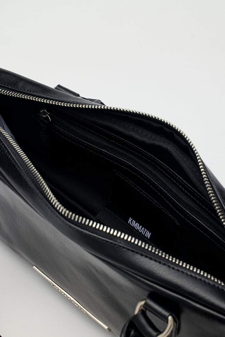 KIMMATIN Cowhide Leather Baguette Bag — Black