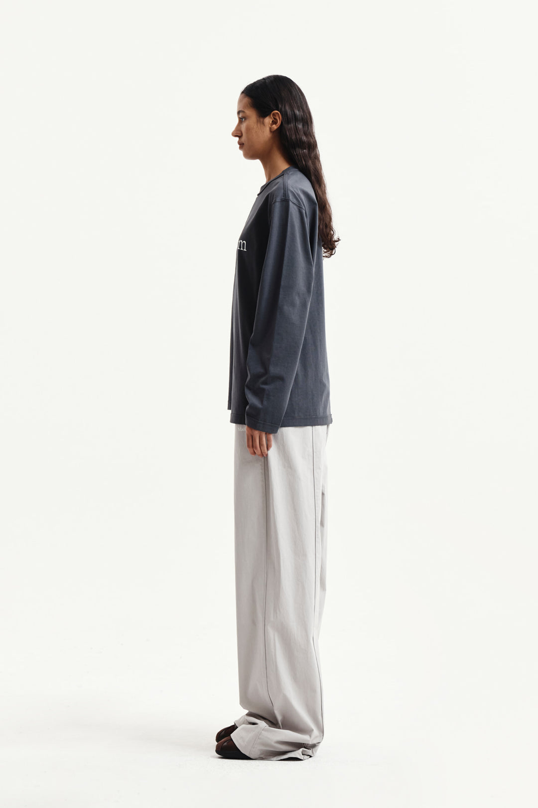 Matin Kim Asymmetric Logo Top — Charcoal