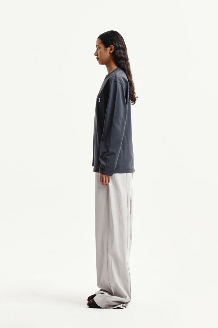 Matin Kim Asymmetric Logo Top — Charcoal