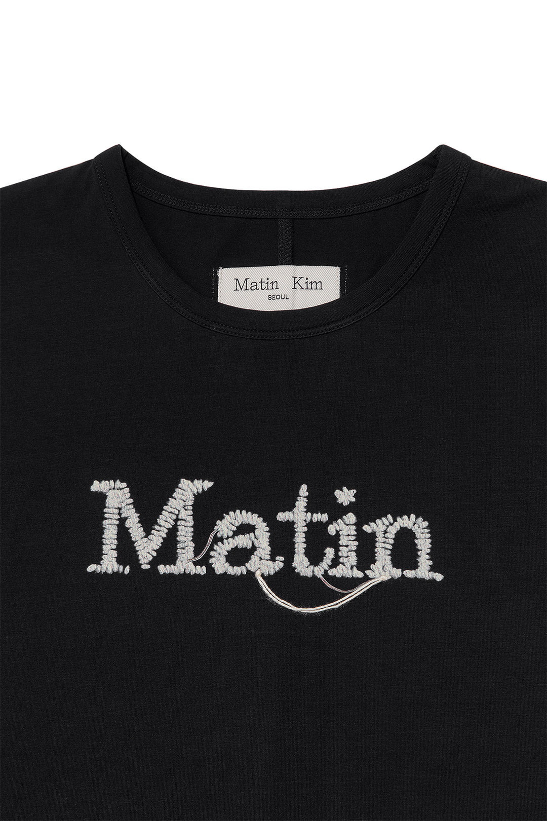Matin Kim Stitch Printing Detail Crop Top — Black
