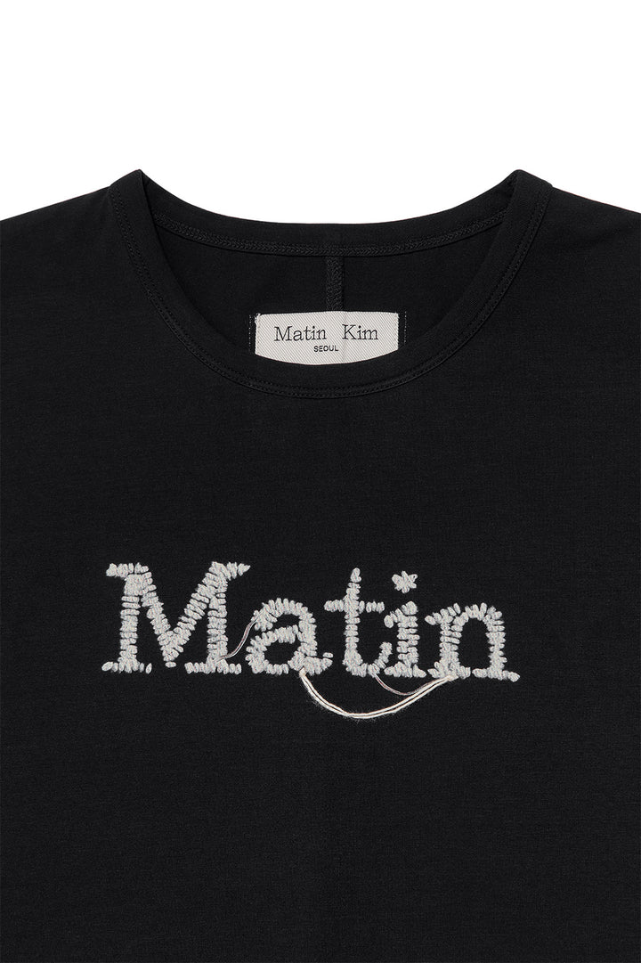 Matin Kim Stitch Printing Detail Crop Top — Black