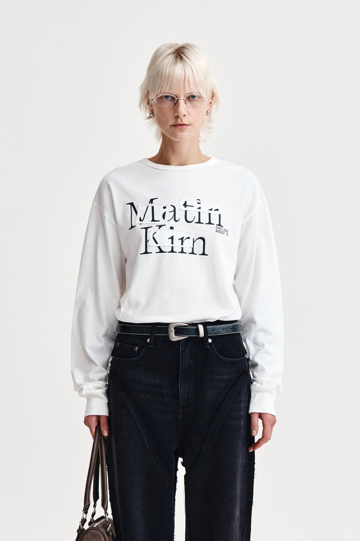 Matin Kim Patch Graphic Long Sleeve Top — White