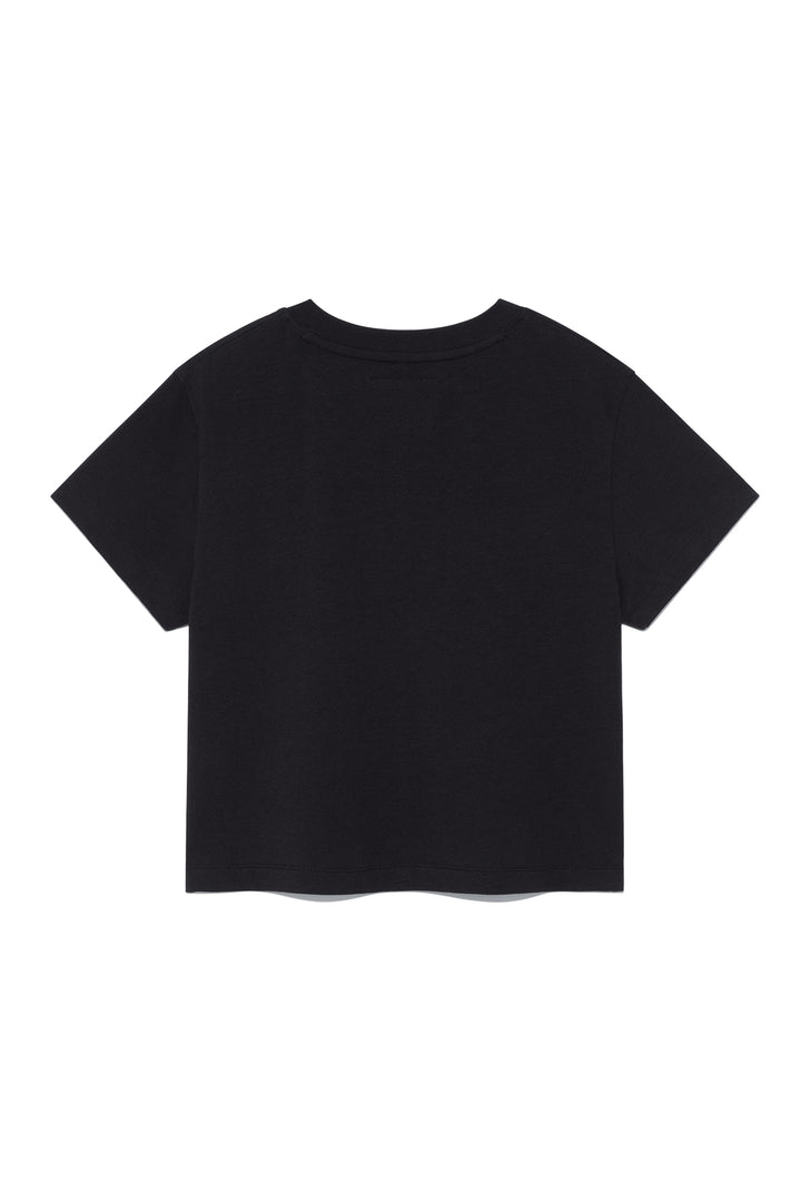 Matin Kim Pattern Artwork Logo Crop Top — Black