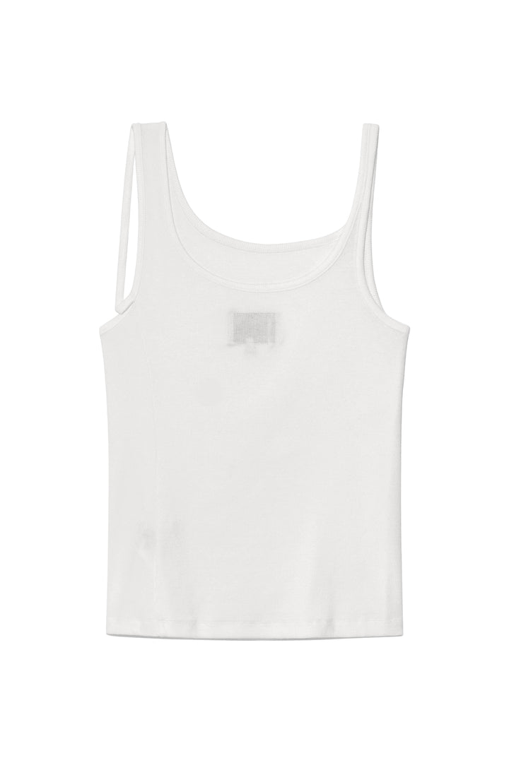 Matin Kim Unbalance Tuck Sleeveless Top — White