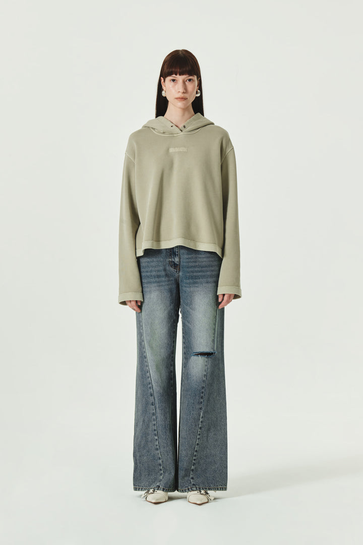 KIMMATIN Slit Point Flare Denim — Blue