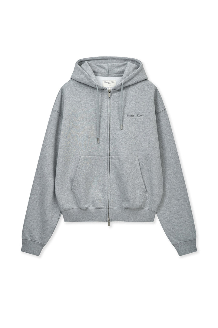 Matin Kim Back Logo Essential Zip Hoodie — Gray