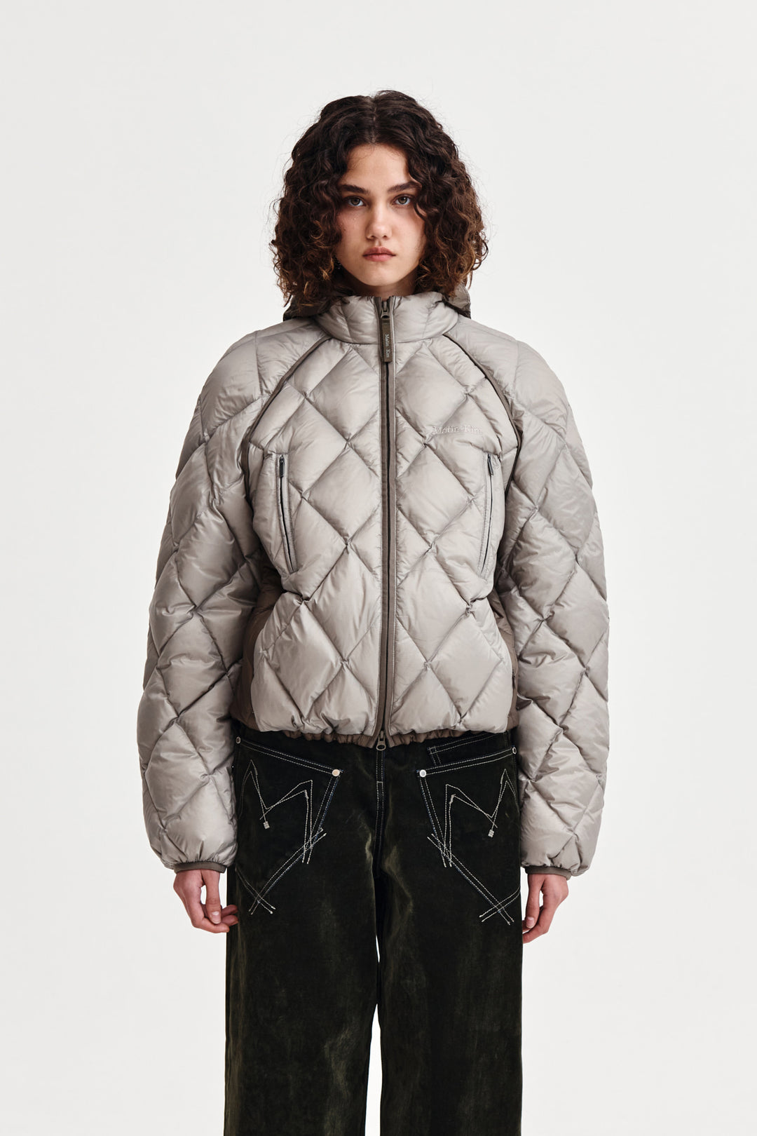 Matin Kim Quilting Hoody Lightweight Jumper — Beige