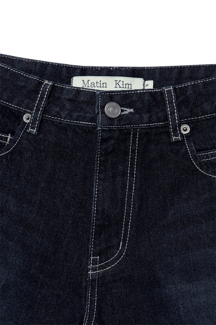 Matin Kim Stitch Point Denim Shorts — Black