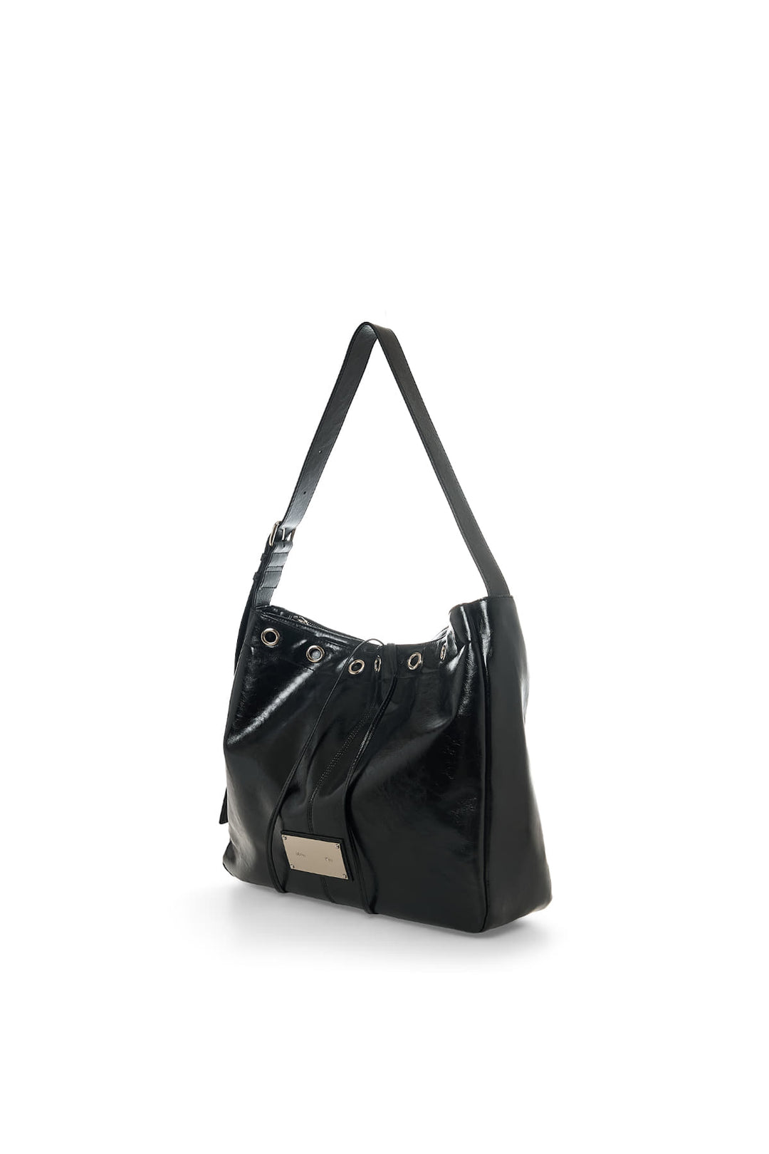 Matin Kim Eyelet Point Layered Big Shoulder Bag — Black