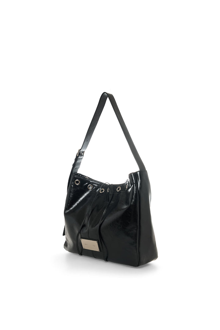 Matin Kim Eyelet Point Layered Big Shoulder Bag — Black